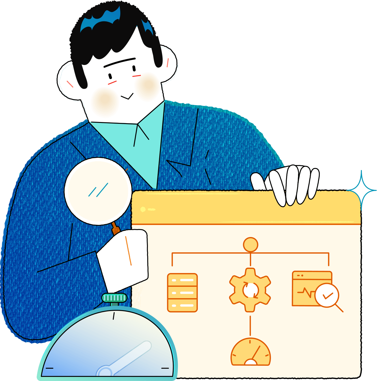 OpManager Plus によるIT運用管理のイメージイラスト