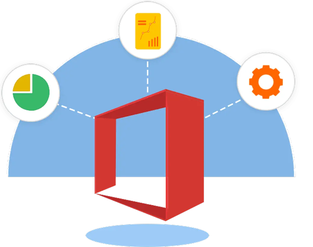 Microsoft 365の管理とレポートを象徴するイラスト
