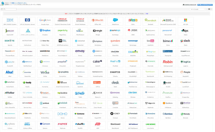 ADSelfService PlusのSSO対応サービス一覧