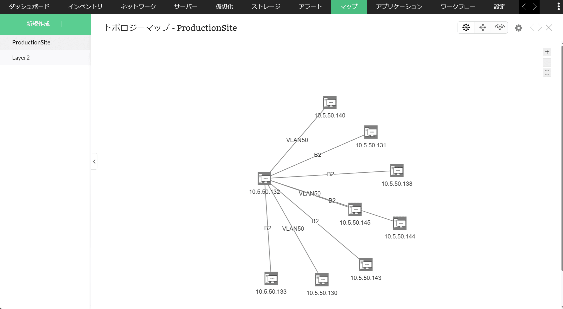 OpManager の詳細な可視化・ダッシュボードの画面の例